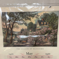 a* Vintage 1950 (mirrors 2023, 2034, 2045) May & August Calendar Currier & Ives The Travelers