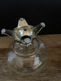 (L) €€ Glass Candy Dish Potpourri Dish with Silver Legged Base