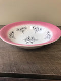 €€ Vintage China Pink and Black 8” Salad Serving Bowl Retired