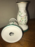 Ceramic Holly Leaves and Berry 7” Taper CANDLE HOLDER Holiday Christmas Pair Set/2