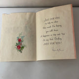 a* Vintage (1950-1960) Used Wife’s Birthday Greeting Cards Crafts Scrapbooking Raised Jewel Flower