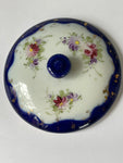 ~ Vintage Ceramic Round Blue Floral Lid for Trinket Keepsake Box (lid only)