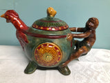 a** New SERVING Tea Pot Ceramic Monkey Riding Chicken
