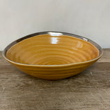 a** MESA Home Products Gold w/ Brown Rim Glazed Stoneware 8” Bowl Pottery