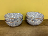 <€€ Set/4 Ceramic Stoneware 6” Soup~Salad~Serving Bowls Blue and White Joann Stores