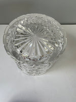 €€~ Vintage Heavy Crystal Canister Candy Cookie Biscuit Jar with Lid Diamond Glass Cut Decor