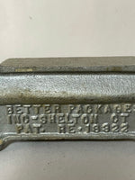 a** Vintage Better Packages LABELOR #202 & Brush Cast Iron Postal Box Silver