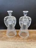 a** Pair/Set of 2 The American Crystal Collection 7 1/4" Angel Candleholders 24% Lead Crystal USA Taper