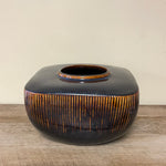 a** Dark Brown Glazed Pottery Bowl Planter