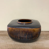Dark Brown Glazed Pottery Bowl Planter