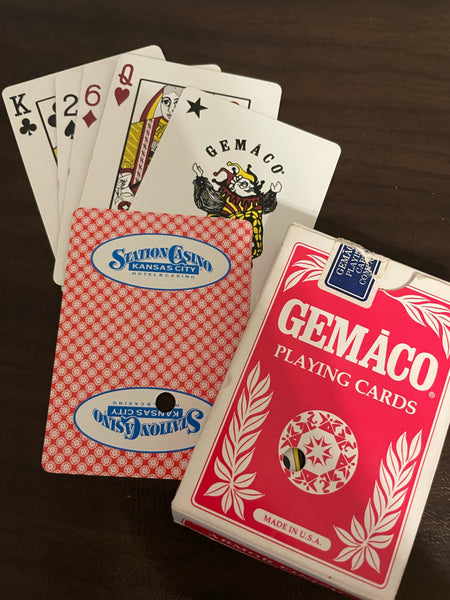 a* GEMACO Casino Pro Playing Cards STATION CASINO Kansas City Armor Finish Red & Blue