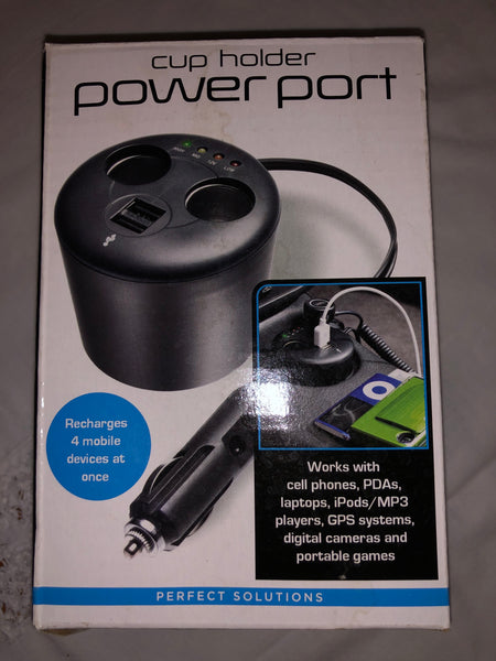 a* New ELECTRONIC Cup Holder Power Port Charge up to 4 Devices