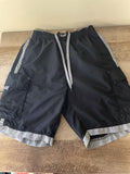 €€€ Mens Small Burnside Black Swim Trunks Gym Basketball Shorts Velcro Pockets