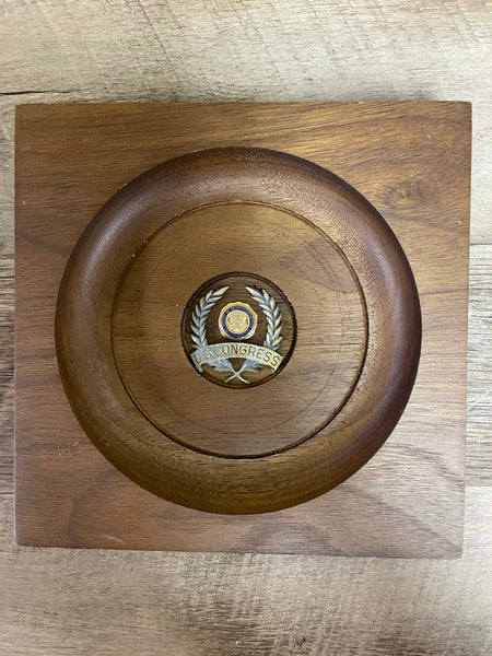 a** Vintage US Congress Ashtray House of Representatives Seal Wood Base Only