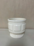 a** Vintage Milk Glass Vase Planter White 4.5” Windowpane Block Design