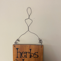 Hand Painted “herbs for bees & me” Hanging Wood Block Sign Plaque