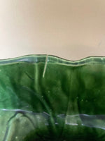 a** Vintage Green Ceramic Pottery Bowl Planter Raised