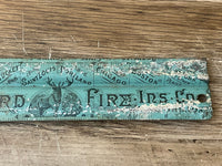 Vintage The Hartford Fire Ins Co Green 9” Ruler  Metal