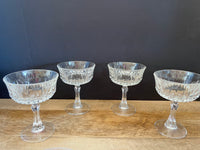 a** Set/4 Clear Crystal Cut Glass Stemmed Wine Champagne Sorbet Dessert