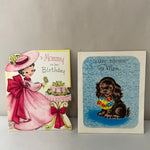 a* Vintage (1950-1960) Lot/2 Used Mommy Mom Birthday Greeting Cards Crafts Scrapbooking