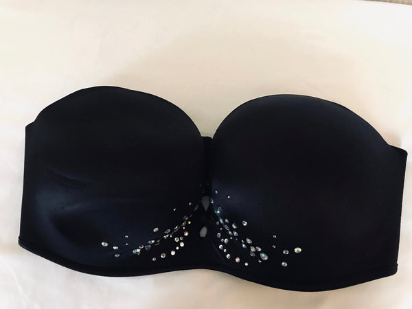 Womens Bra Size 36/38 Black Padded Push Up Strapless Sexy Bling Jewels –  Touched By Time Treasures