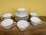 Vintage Set/9 White Saucers and Set/6 Tea Cups Gold Rim China Japan