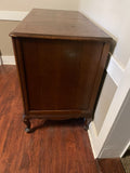 Vintage 4 Drawer DRESSER with Removable Mirror Queen Anne Legs Ornate Pulls Walnut Finish Buffet