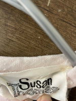 *Vintage 1960s Womens SUSAN THOMAS Brown & White Embroidery Sleeveless Dress Sz Small 6-8