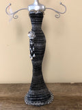 € New Silver and Black Glitter Jeweled Beaded Figurine Jewelry Organizer Holder