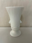 € Vintage Milk Glass Vase White Delicate Raised Design Pedestal