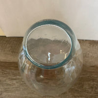 ~ Flower VASE On Round Base Medium Clear Glass 9” Decor