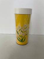 ~€ Vintage Thermo-Serv Insulated Tumbler Cup Yellow Butterflies & Daisies