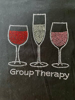 Womens HOI Black Wine GROUP THERAPY Bling Rhinestone Large Tshirt Top Cotton