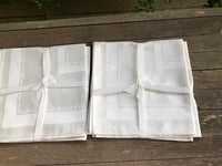 a* New Set of 6 Ivory Embellished Flower Place Setting LINENS Fabric Napkin Set