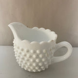 a** Vintage Milk Glass White Sugar Bowl & Creamer Set Hobnail Pattern