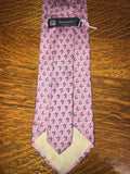 Mens FUMAGALLI’S Italy Spain Silk Penguins on Pink Tie Necktie