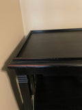 ~ Distressed Black Accent Table Liquor Cabinet Rectangular with Pull Down Glass Door w/ Storage