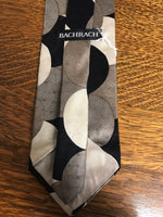 Mens BACHRACH Italy Silk Neckware Tie Necktie Geometric Circles Brown Black Ivory