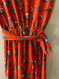 Womens Juniors XSmall Orange Knit Dress w/ Bonnet Print Open Back Casual