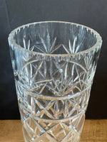 ~€ Vintage Crystal Bouquet Etched Pressed Glass 10.25” Flower Vase