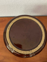 a** Brown Crock Bean Pot With Lid Pottery Stoneware
