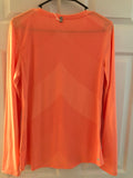 Womens Juniors DANSKIN NOW Medium 8-10 Neon Orange Long Sleeve Workout Top Activewear Fitted