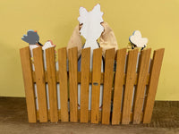 Happy Easter Decor Folding Wood Fence w/ Bunny Eggs & Chick