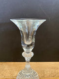 (L) €€~ Vintage Pair Set/2 Cut Glass Small Toasting Flute Cordial 6.25” Taper Candle Holders Round Base