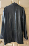 Mens Large RAINFOREST Black Leather Jacket Button Down Insulated