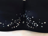 Womens Bra Size 36/38 Black Padded Push Up Strapless Sexy Bling Jewels
