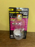 € Lot/8 Phillips 40W Incandescent Globe Bulbs (3) White (5) Clear Decorative
