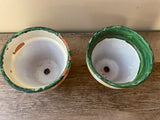 ~ Pair Set/2 Painted Topiary Terra Cotta PLANTERS Chippy