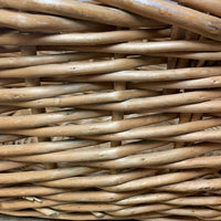 <€€ XLarge Round Wood Bamboo Woven Gathering Basket w/ Handles Easter