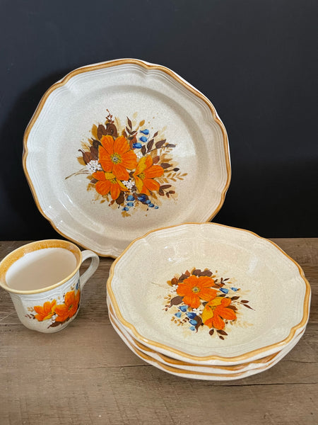 <€€ Vintage Mikasa Garden Club Flowerfest EC 452 Japan 5pc Set Plate Soup Mug Retired